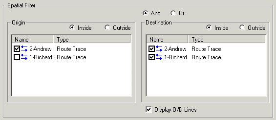 Spatial Filter frame from the Point Location Query dialog box