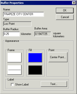 Buffer properties dialog box