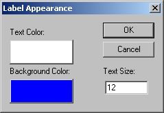 Label Appearance dialog box
