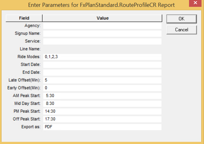 Enter Parameters dialog box