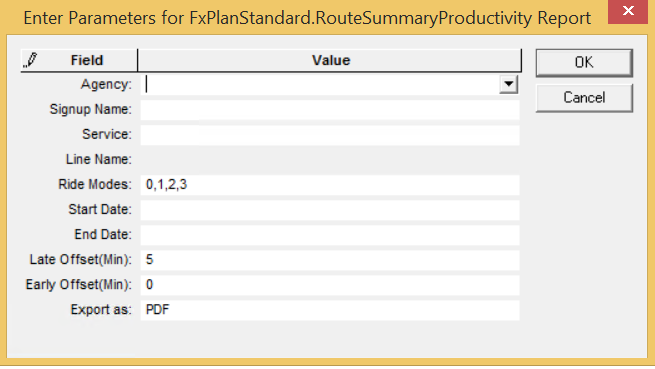 Enter Parameters dialog box