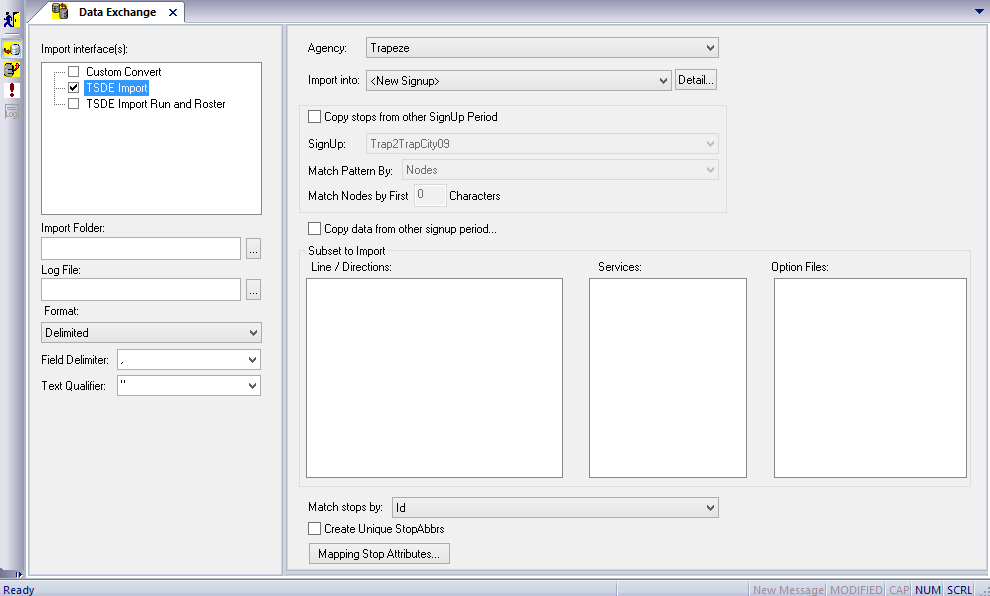 Import Interfaces Pane