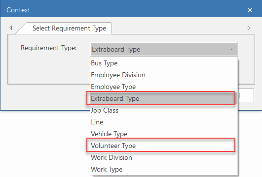 New options in Context dialog of Skills Requirement screen