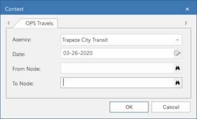 Travels Context dialog box.