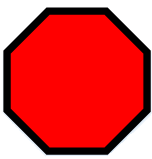 Red octagon.