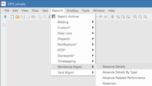 The Reports menu with the newly added report in it's designated place.