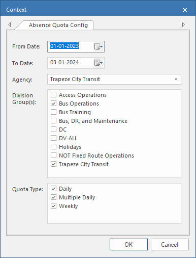 Absence Quota Config Context