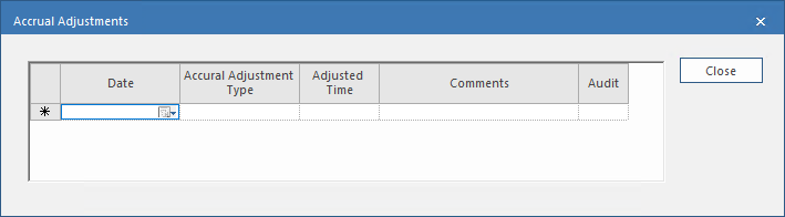 Accrual Adjustments dialog