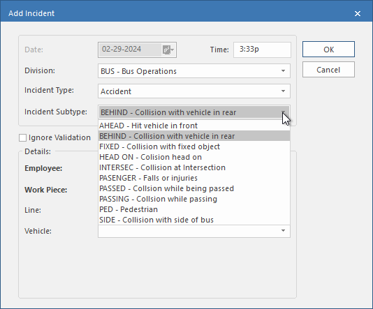 Add Incident (Accident type)