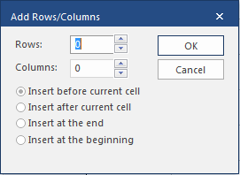 Add Rows/Columns