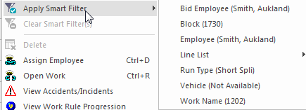 Apply Smart Filter menu
