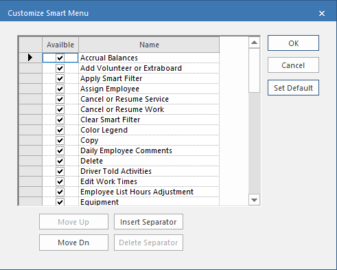 Customize the Smart Menu