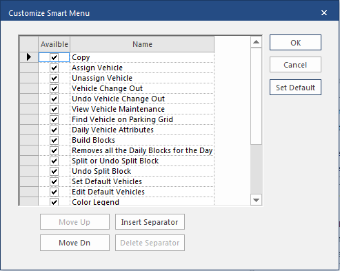 Customize the Smart Menu