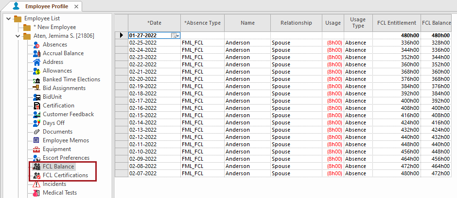 FCL Balance and FCL Certifications circled in red.