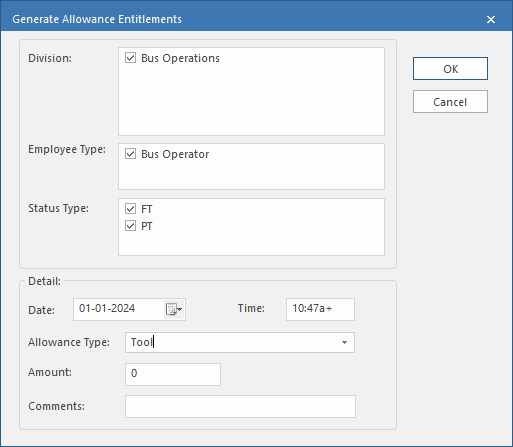 Generate Allowance Entitlements