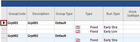 Group Open Work screen with the top left shaded cell circled in red.