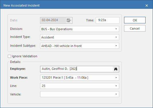 New Associated Incident
