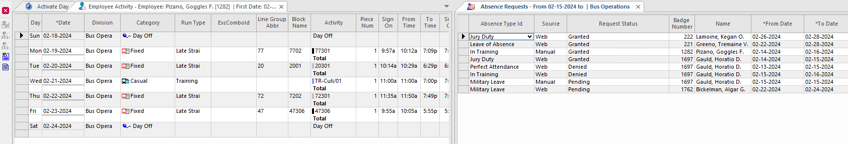 Properties and Daily Activity screens are shown side-by-side.