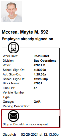 The SIT receipt with messages circled in red.