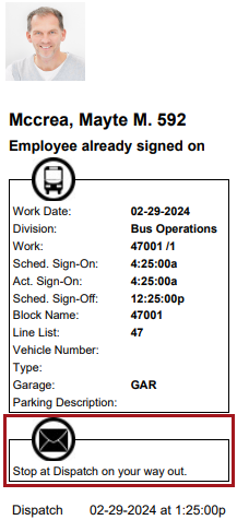 The SIT receipt with messages circled in red.