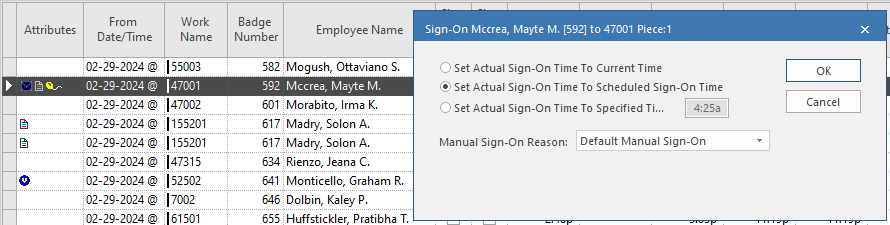 The Sign-On dialog.