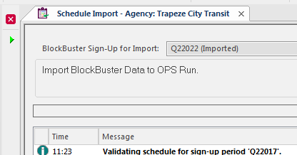 Schedule Import screen
