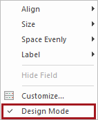 Design Mode menu item