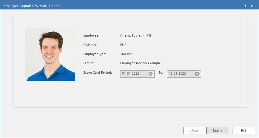 Employee Appraisal Wizard First Page