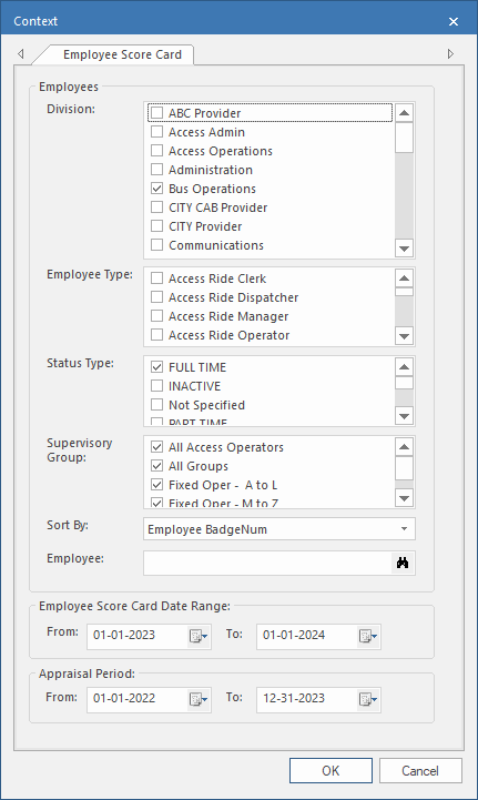 Employee Score Card Context