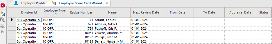 Eligible Employees for review