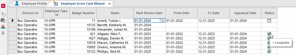 Employee Score Card Wizard