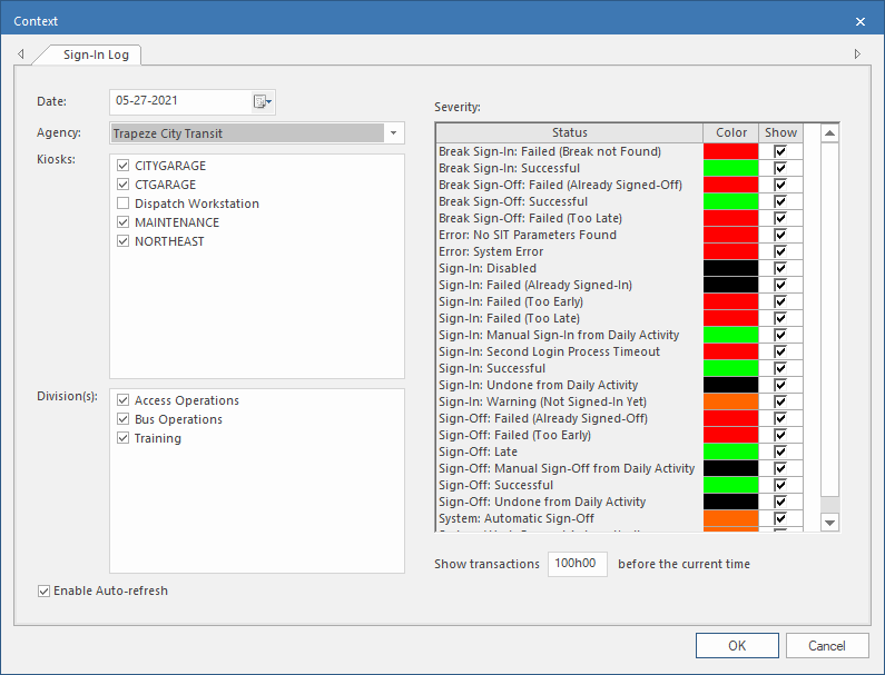 OPS Sign-In Off Log Context