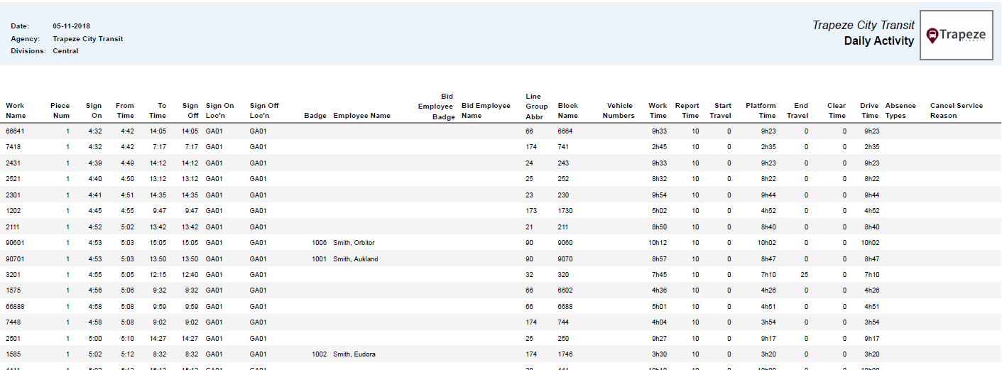 Daily Activity Report