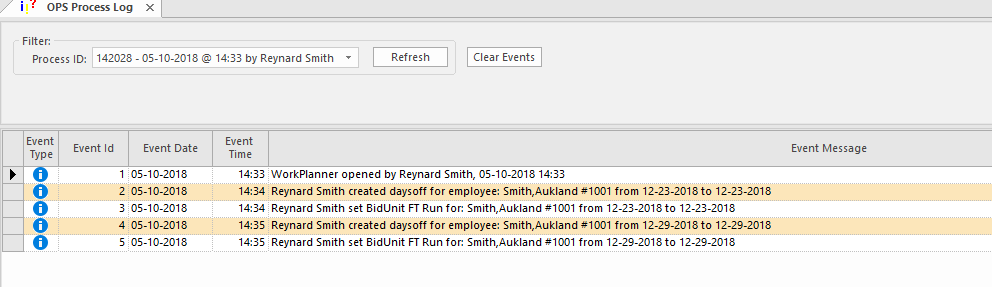 OPS Process Log Report