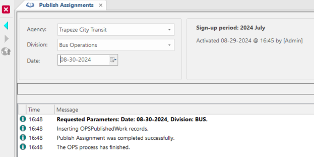 Sample Publish Assignment screen