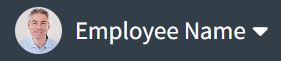 Employee image and name found in the top navigation bar.