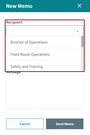 Recipient list in Employee Self-Service circled in red.