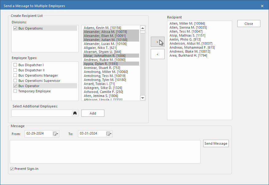 Send a Message to Multiple Employees