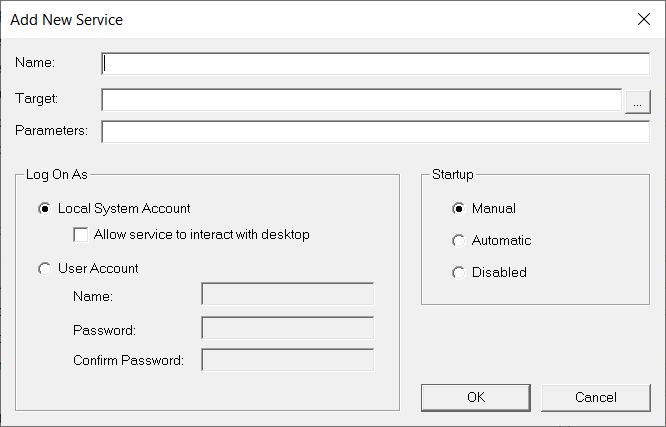 Add New Service dialog box