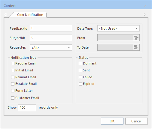Context dialog box