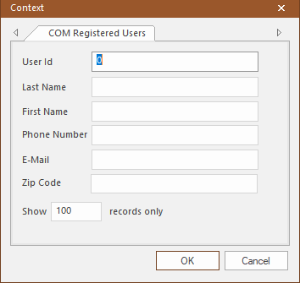 COM Registered Users tab