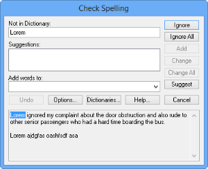 Check Spelling dialog box