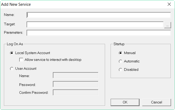 Add New Service dialog box