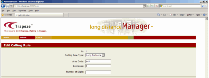 Edit Calling Rule screen