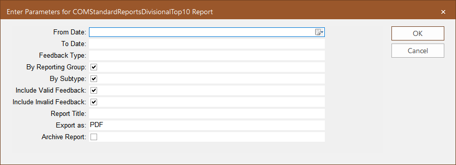 Divisional Top 10 Parameters