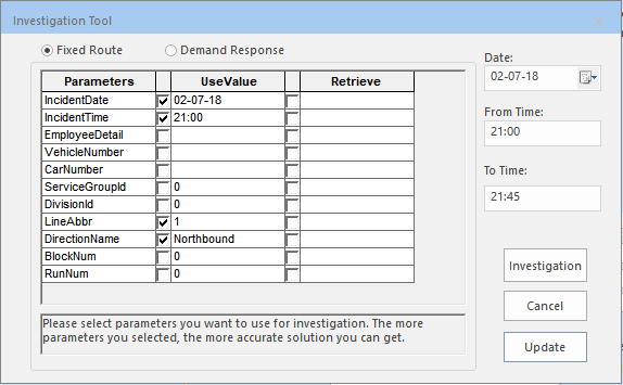 Investigation Tool window