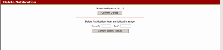 Delete Notifications screen