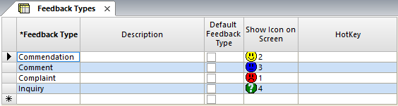 Feedback Types tab