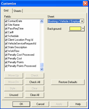 Customize dialog box