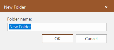 New Folder dialog box